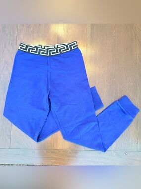Versace Kids Boys 12A Blue Greca Logo Waistband Sweatpants Joggers Italy